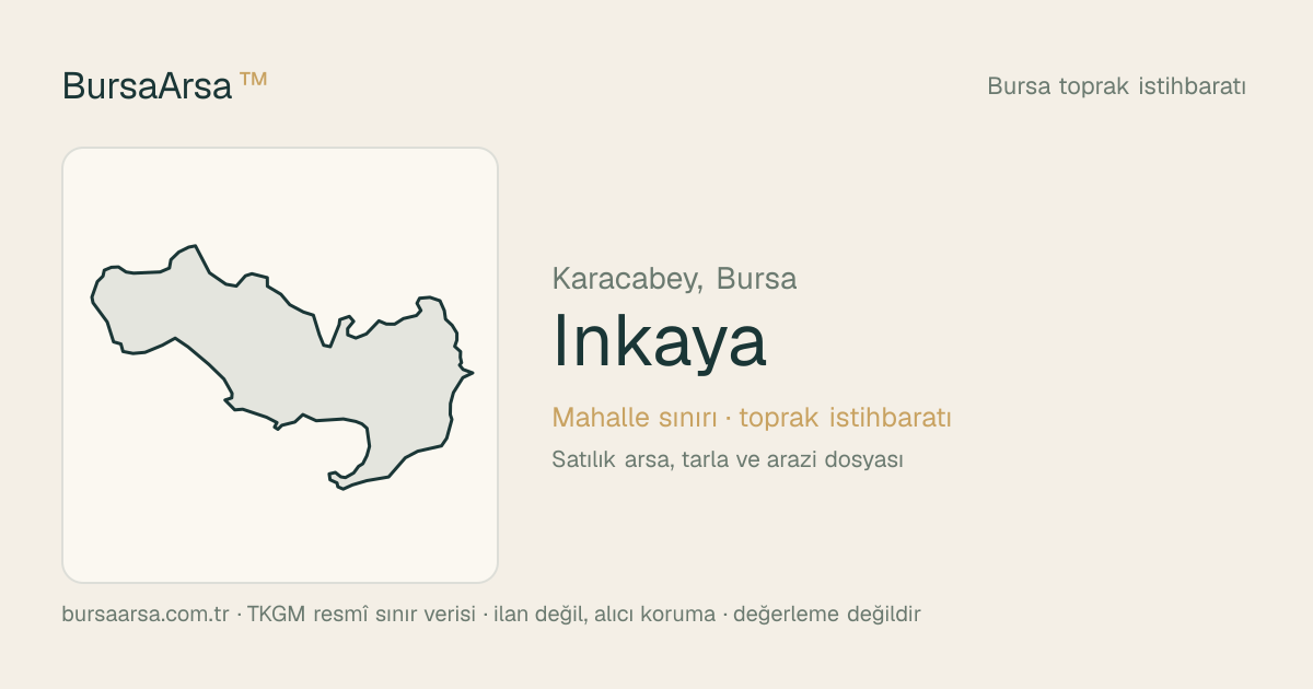 İnkaya (Karacabey) mahalle sınırı, TKGM kadastro verisi