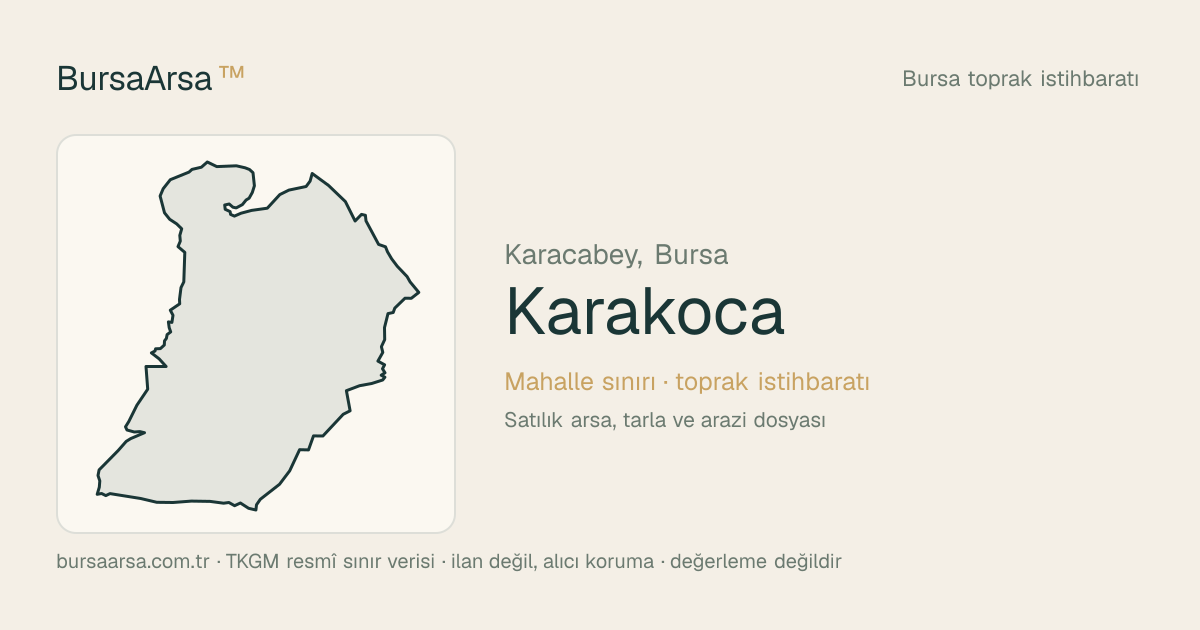 Karakoca (Karacabey) mahalle sınırı, TKGM kadastro verisi