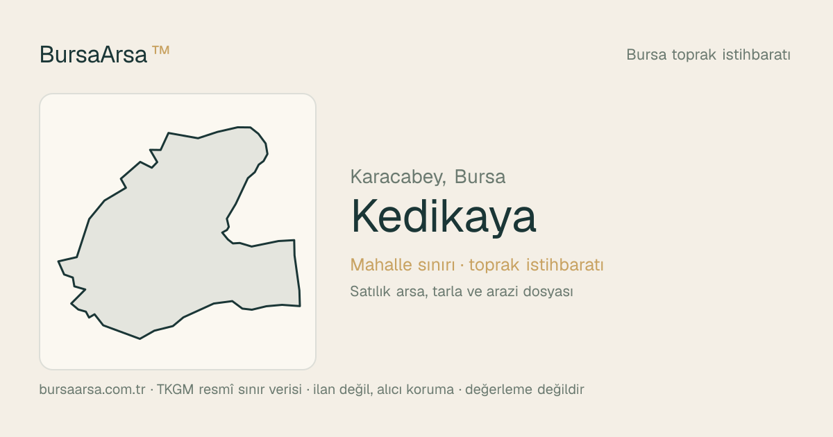 Kedikaya (Karacabey) mahalle sınırı, TKGM kadastro verisi