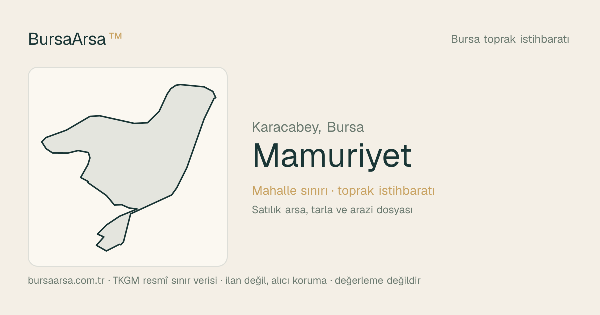 Mamuriyet (Karacabey) mahalle sınırı, TKGM kadastro verisi