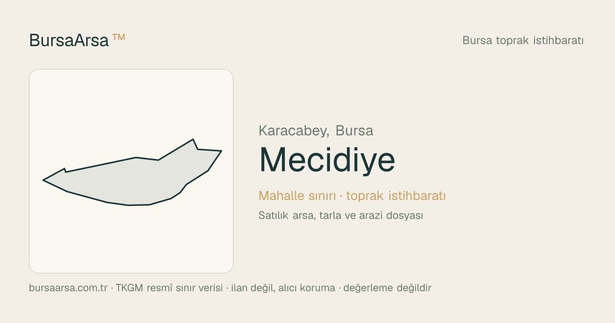 Mecidiye (Karacabey) mahalle sınırı, TKGM kadastro verisi
