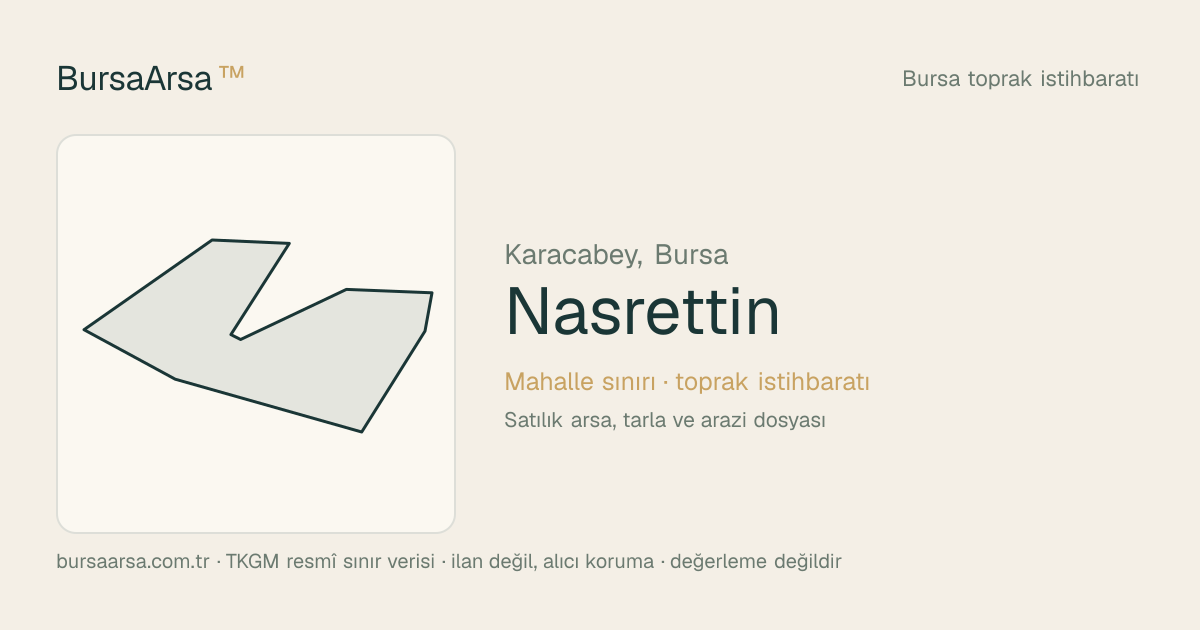 Nasrettin (Karacabey) mahalle sınırı, TKGM kadastro verisi