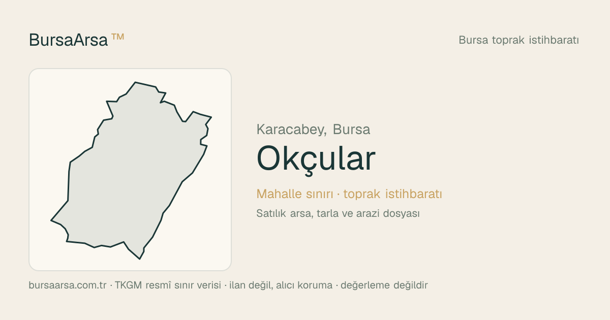 Okçular (Karacabey) mahalle sınırı, TKGM kadastro verisi