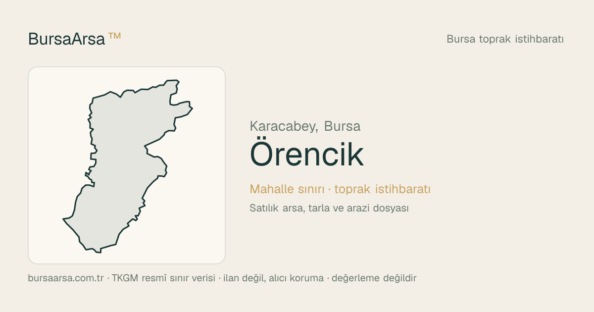 Örencik (Karacabey) mahalle sınırı, TKGM kadastro verisi