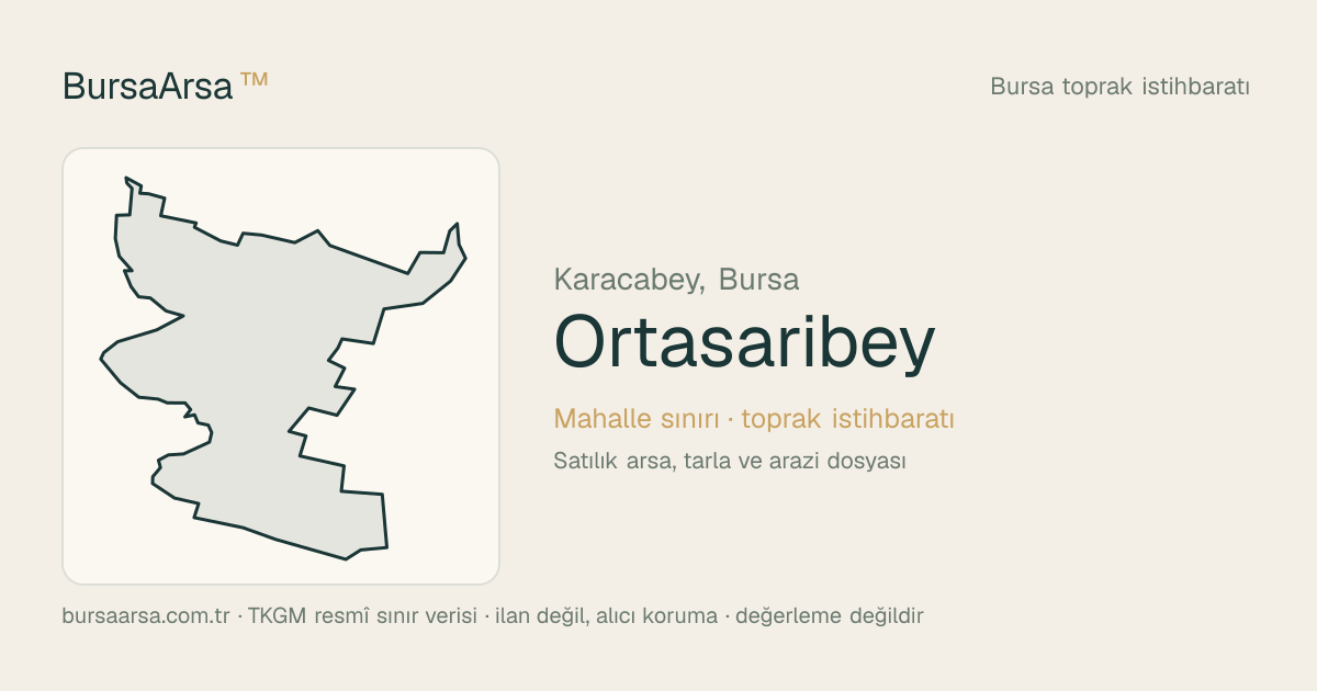 Ortasarıbey (Karacabey) mahalle sınırı, TKGM kadastro verisi