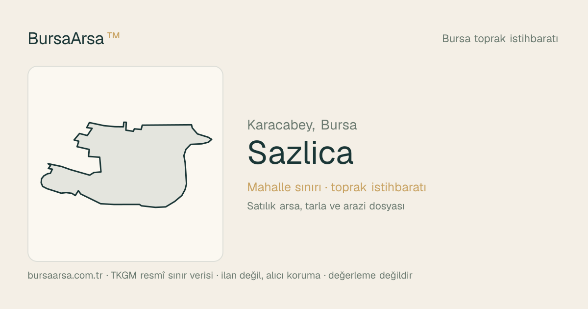 Sazlıca (Karacabey) mahalle sınırı, TKGM kadastro verisi