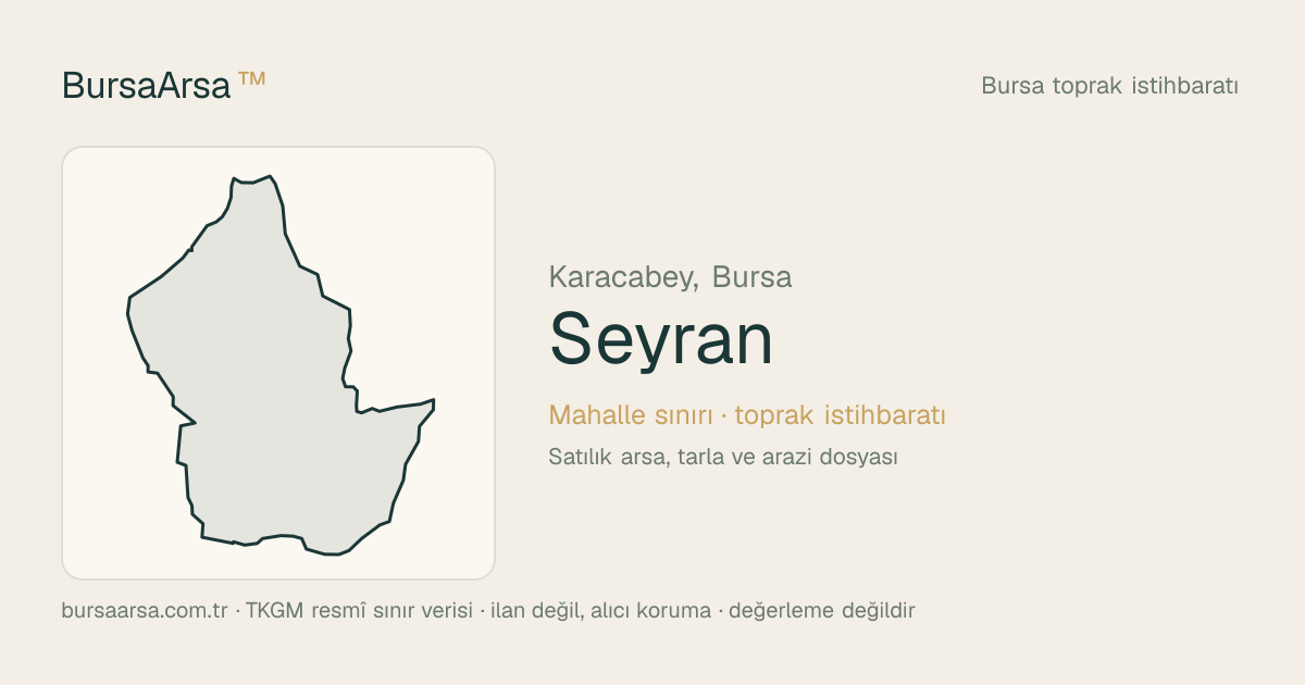 Seyran (Karacabey) mahalle sınırı, TKGM kadastro verisi
