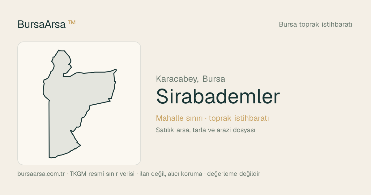 Sırabademler (Karacabey) mahalle sınırı, TKGM kadastro verisi