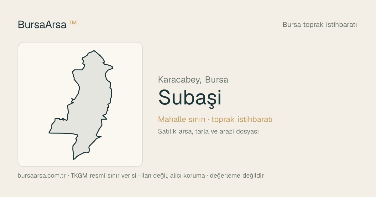 Subaşı (Karacabey) mahalle sınırı, TKGM kadastro verisi