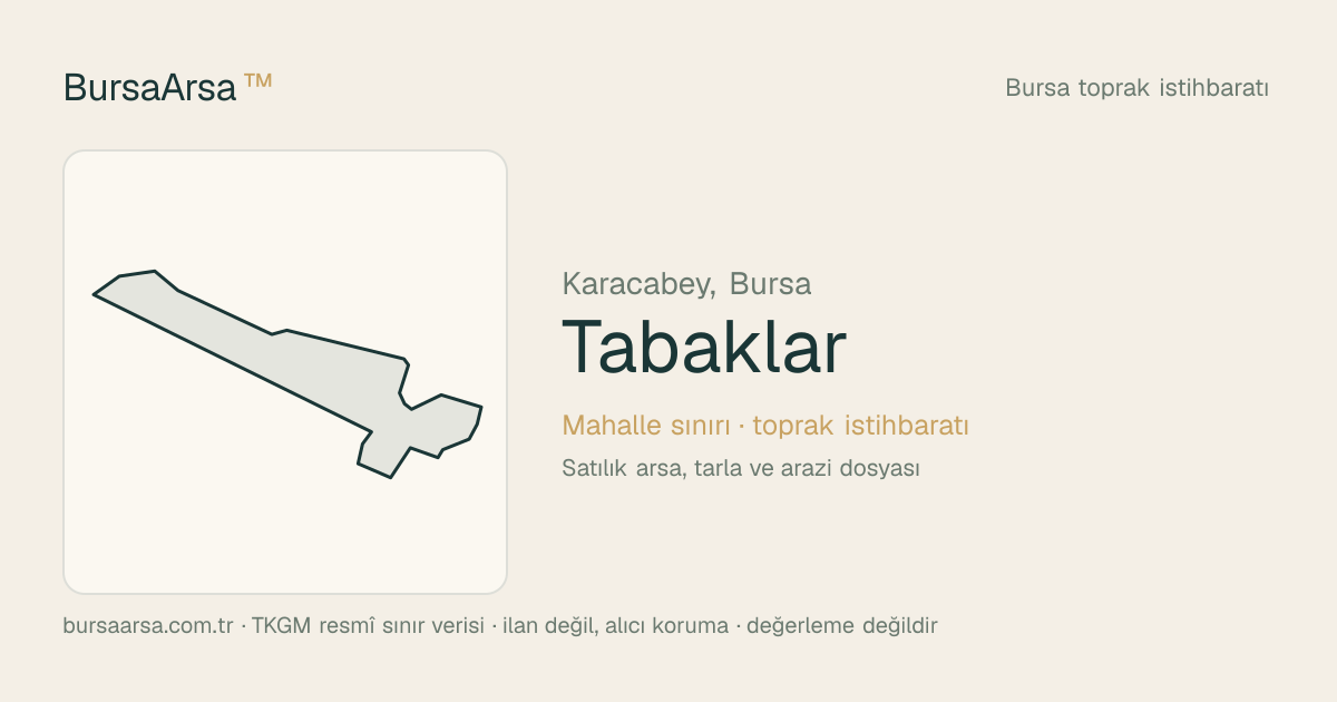 Tabaklar (Karacabey) mahalle sınırı, TKGM kadastro verisi