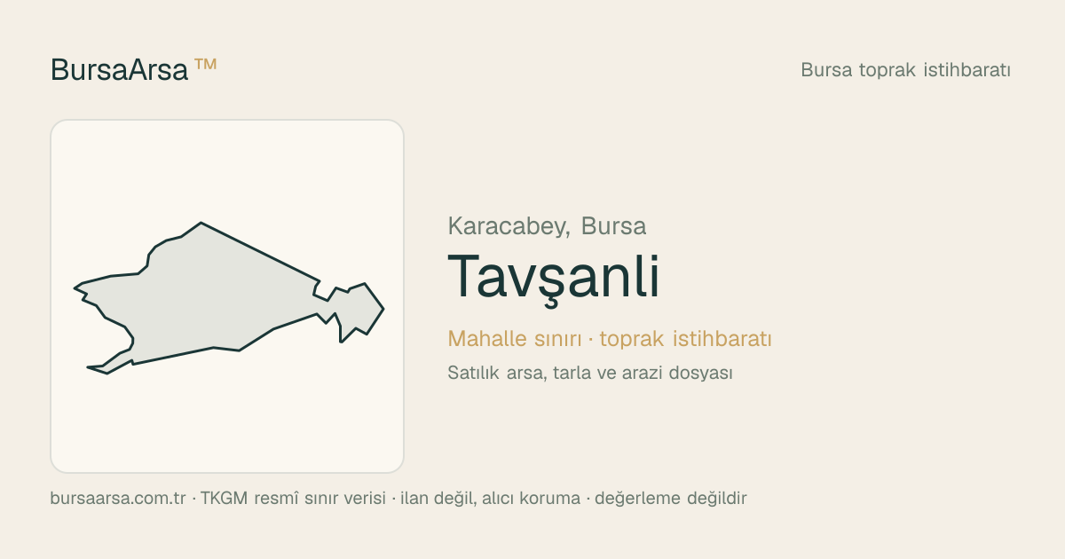 Tavşanlı (Karacabey) mahalle sınırı, TKGM kadastro verisi