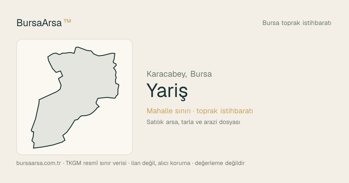Yarış (Karacabey) mahalle sınırı, TKGM kadastro verisi