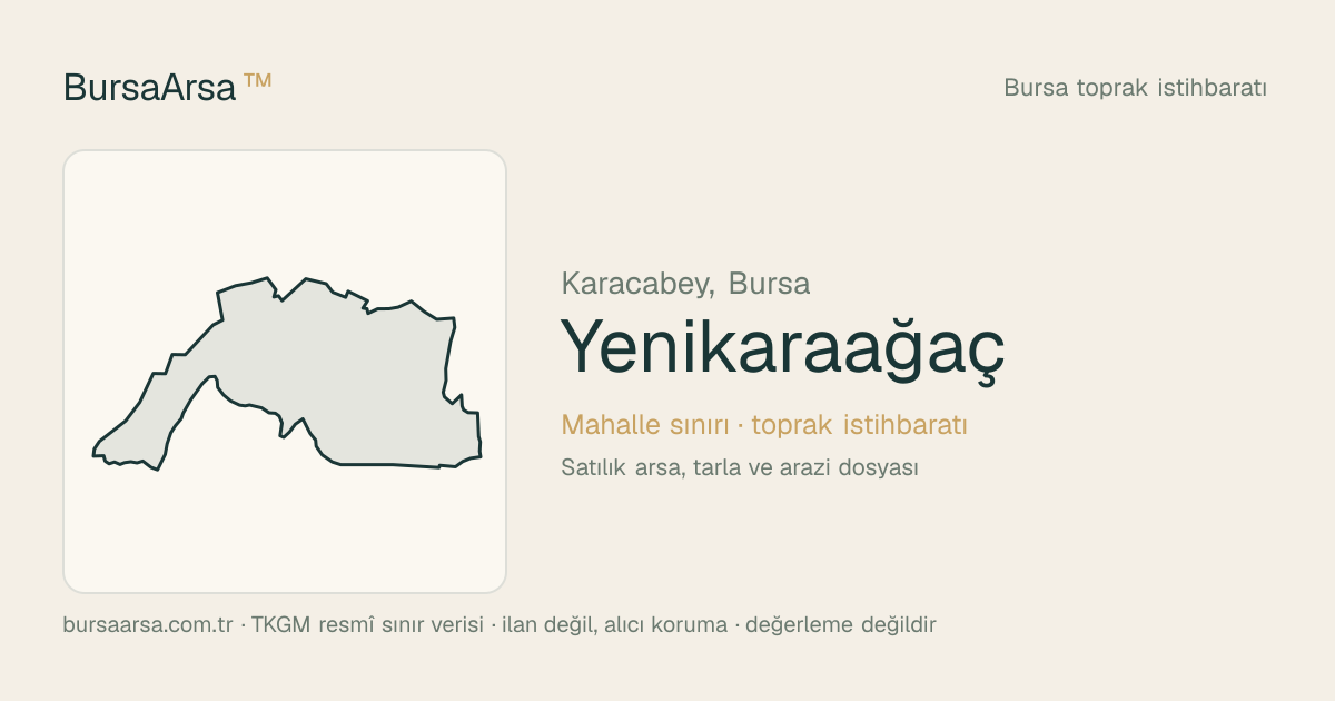 Yenikaraağaç (Karacabey) mahalle sınırı, TKGM kadastro verisi