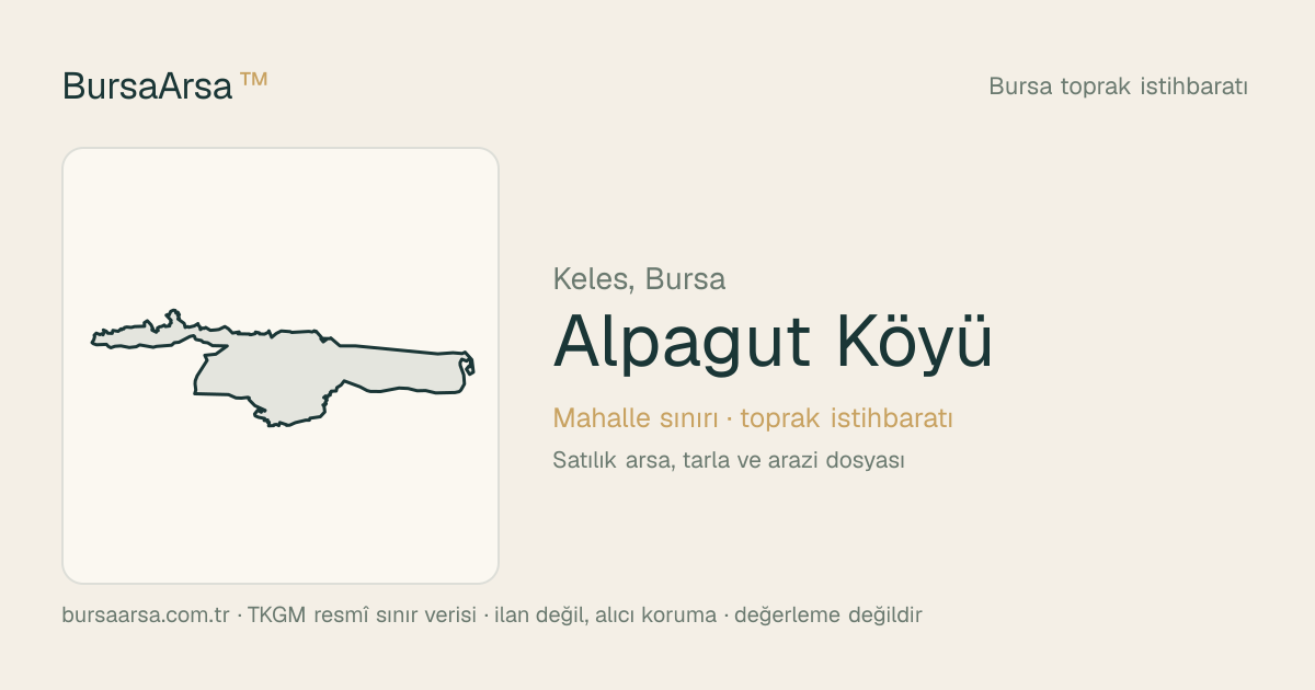 Alpağut Köyü (Keles) mahalle sınırı, TKGM kadastro verisi