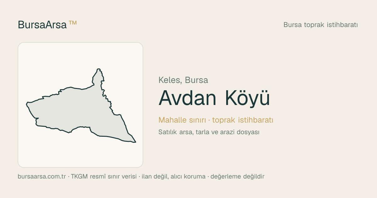 Avdan Köyü (Keles) mahalle sınırı, TKGM kadastro verisi