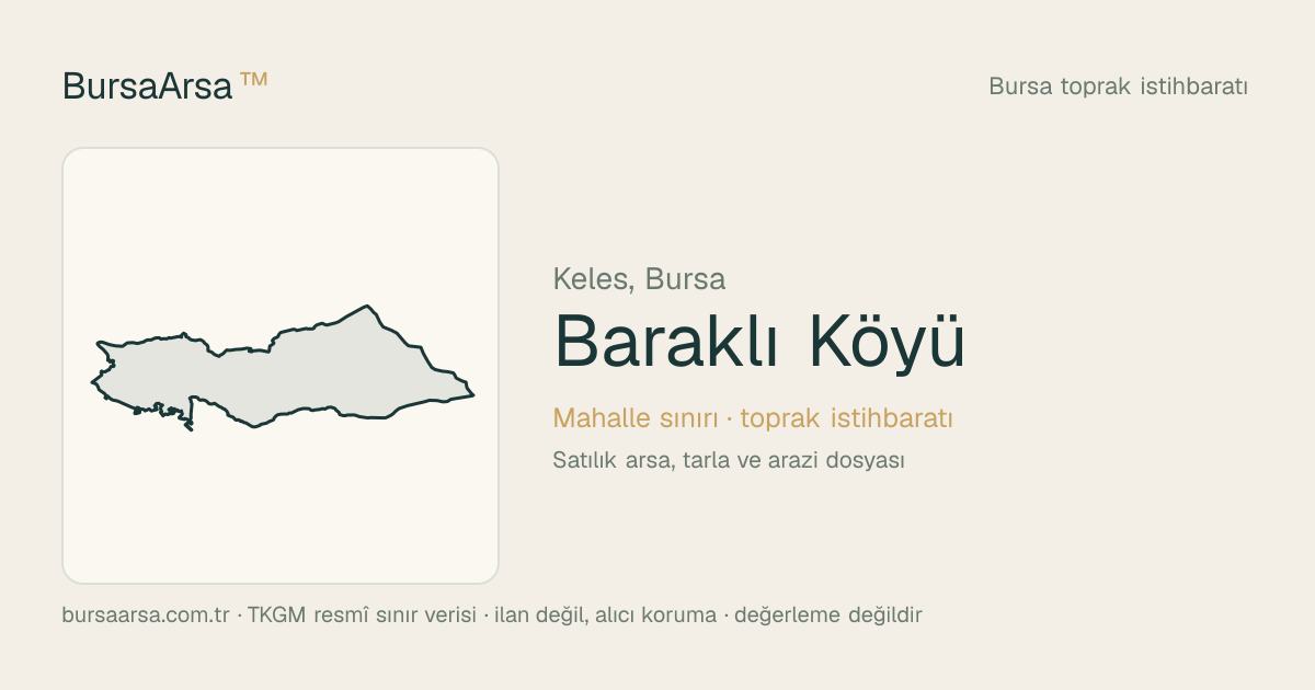 Baraklı Köyü (Keles) mahalle sınırı, TKGM kadastro verisi
