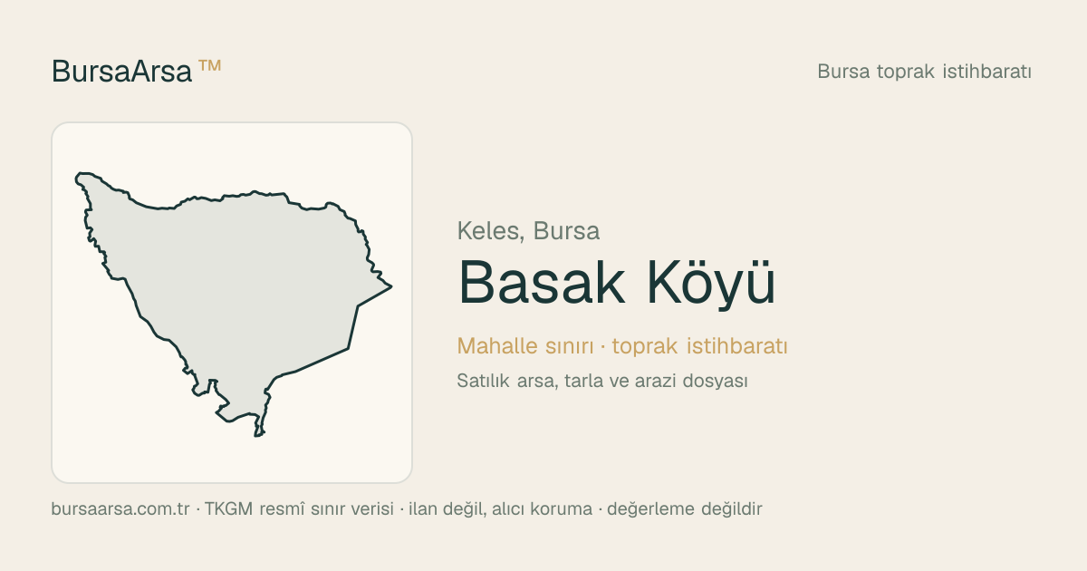 Basak Köyü (Keles) mahalle sınırı, TKGM kadastro verisi