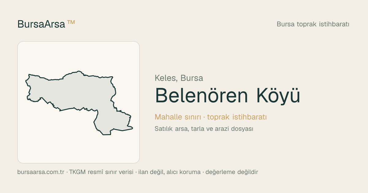 Belenören Köyü (Keles) mahalle sınırı, TKGM kadastro verisi