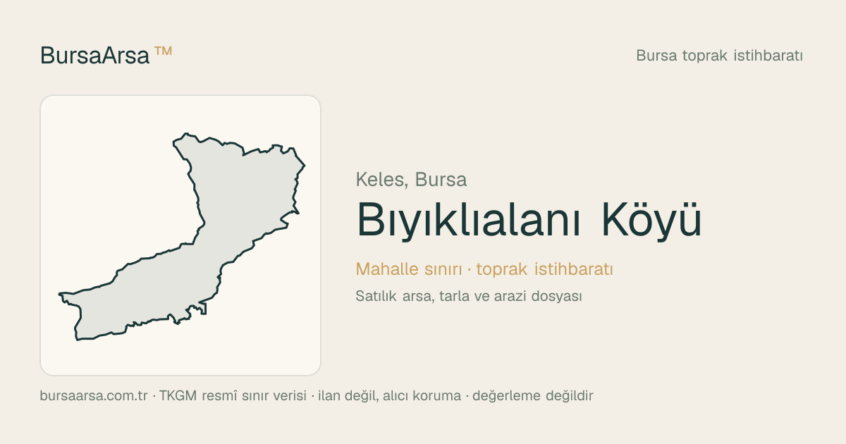 Bıyıklıalanı Köyü (Keles) mahalle sınırı, TKGM kadastro verisi