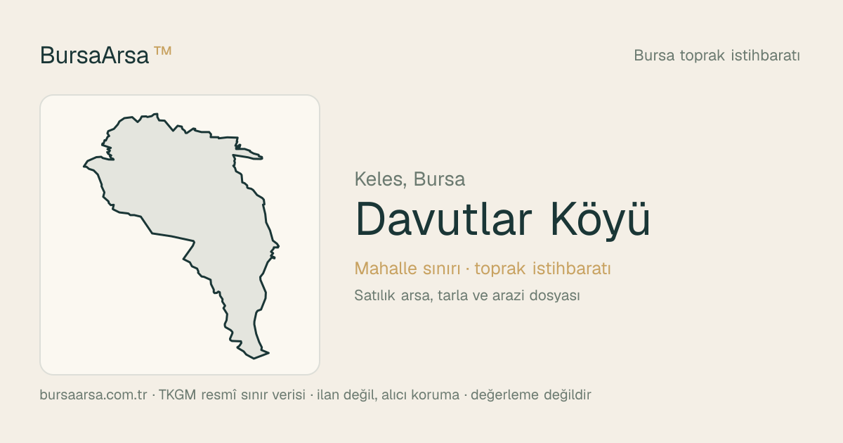 Davutlar Köyü (Keles) mahalle sınırı, TKGM kadastro verisi