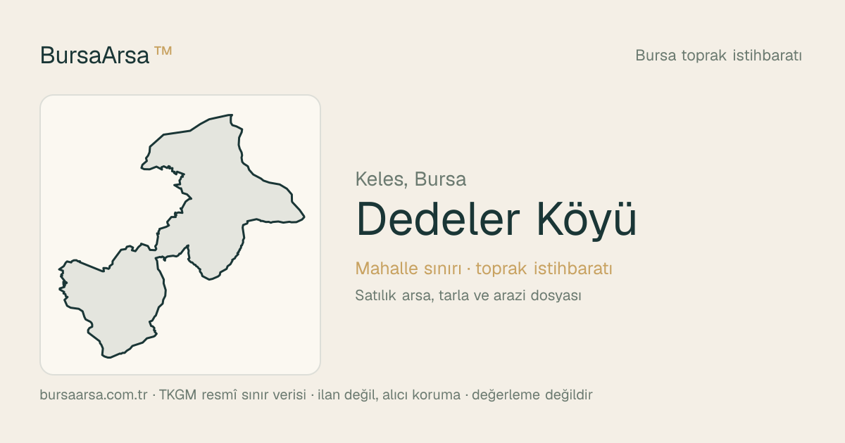 Dedeler Köyü (Keles) mahalle sınırı, TKGM kadastro verisi
