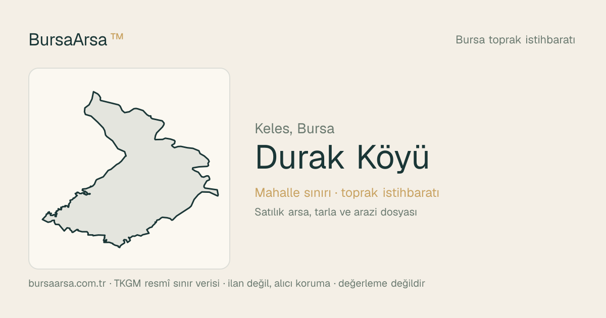 Durak Köyü (Keles) mahalle sınırı, TKGM kadastro verisi