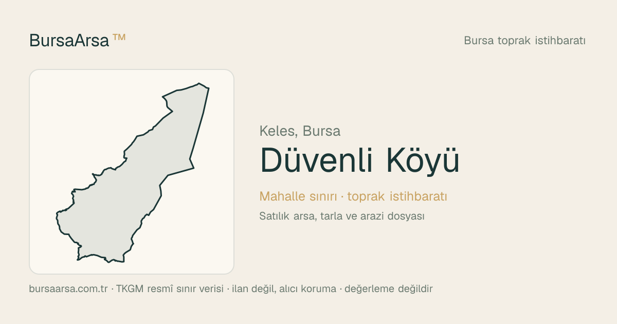 Düvenli Köyü (Keles) mahalle sınırı, TKGM kadastro verisi