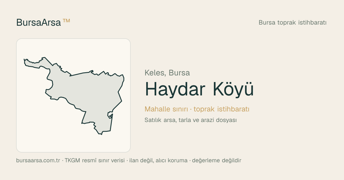 Haydar Köyü (Keles) mahalle sınırı, TKGM kadastro verisi
