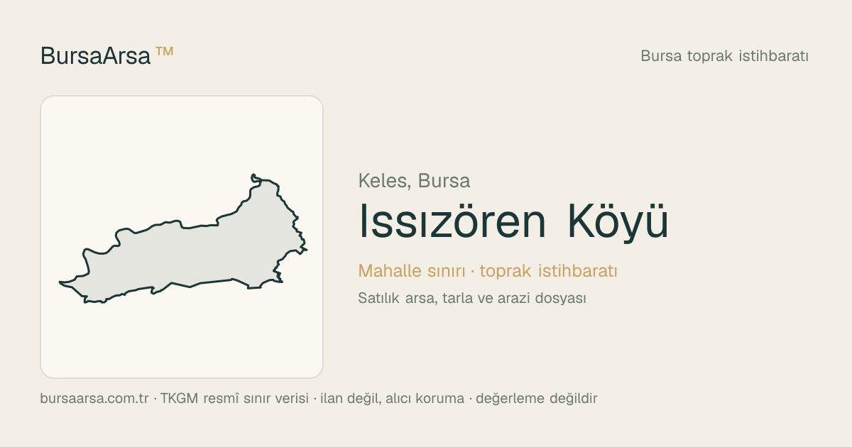 Issızören Köyü (Keles) mahalle sınırı, TKGM kadastro verisi