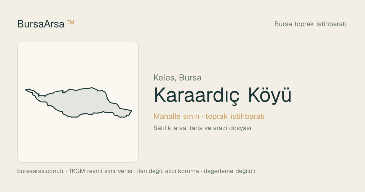 Karaardıç Köyü (Keles) mahalle sınırı, TKGM kadastro verisi