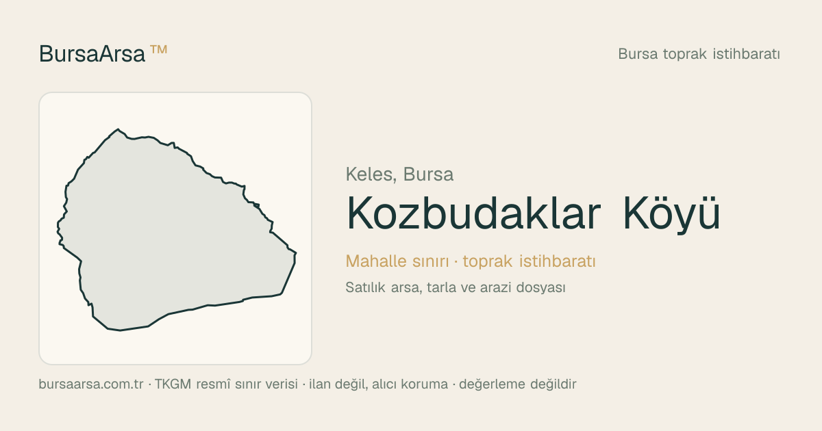 Kozbudaklar Köyü (Keles) mahalle sınırı, TKGM kadastro verisi
