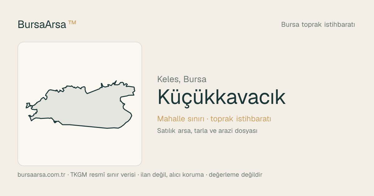 Küçükkavacik (Keles) mahalle sınırı, TKGM kadastro verisi