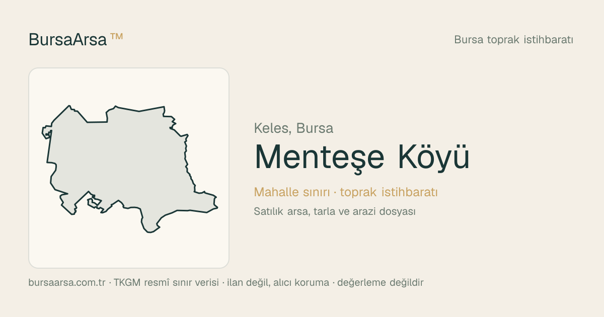 Menteşe Köyü (Keles) mahalle sınırı, TKGM kadastro verisi