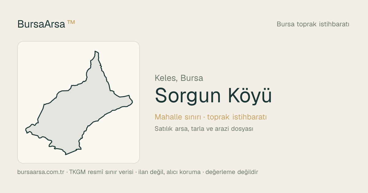 Sorgun Köyü (Keles) mahalle sınırı, TKGM kadastro verisi