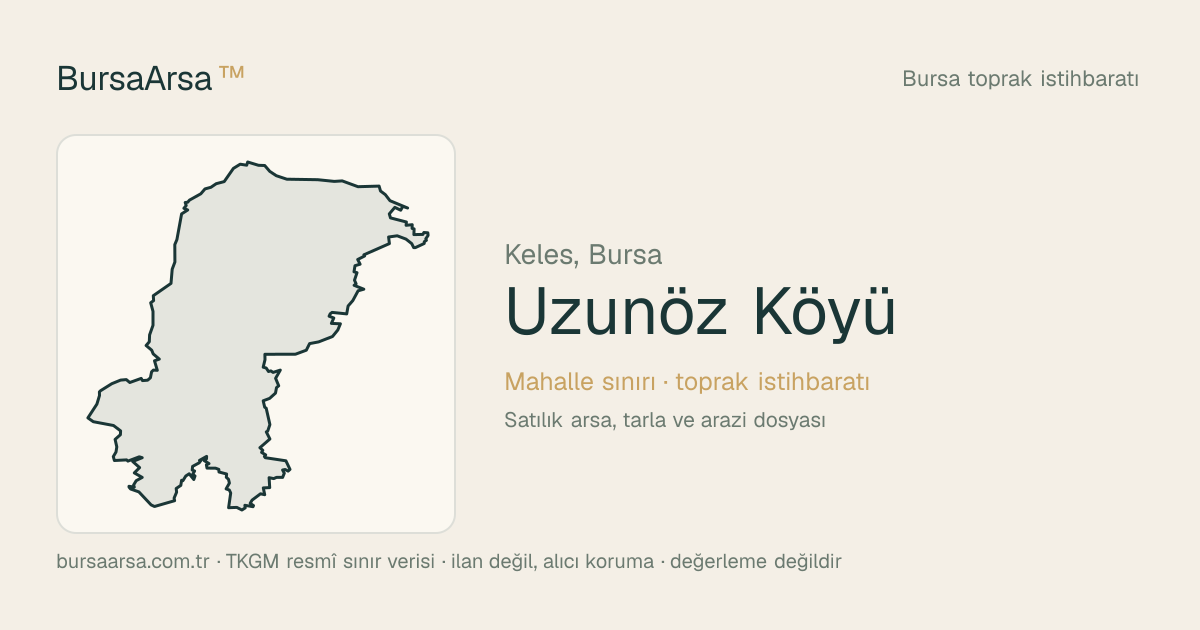 Uzunöz Köyü (Keles) mahalle sınırı, TKGM kadastro verisi