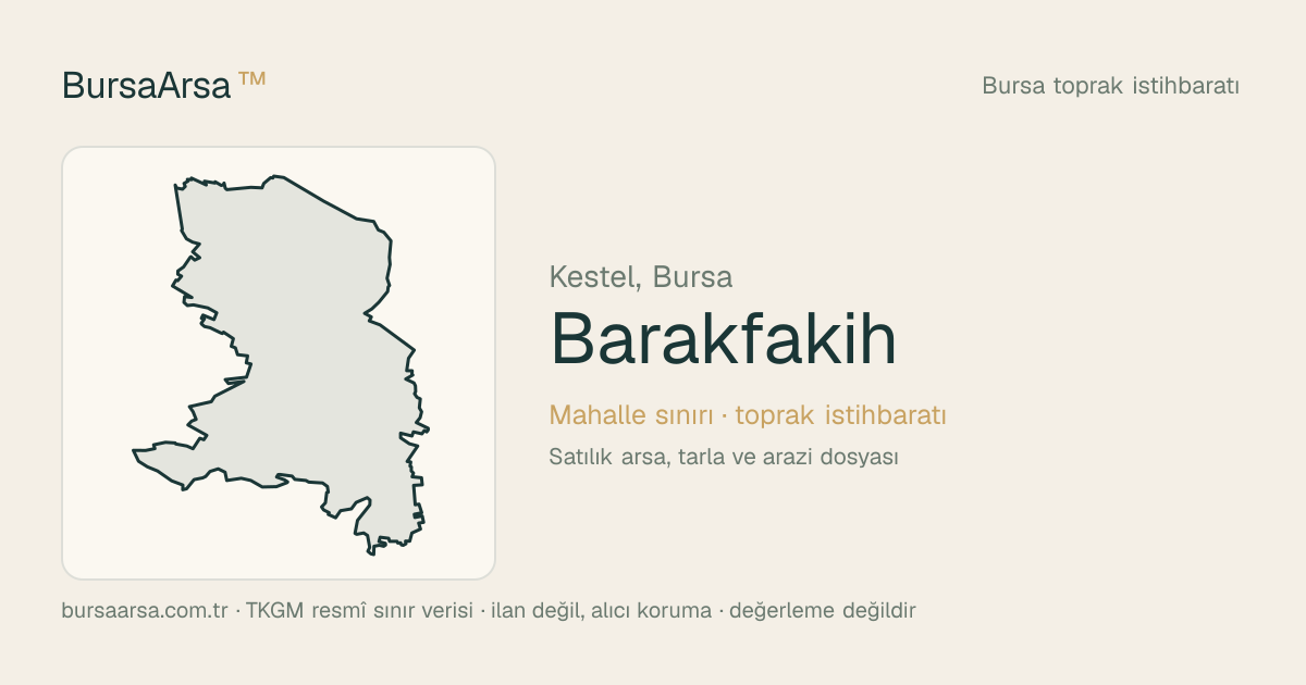 Barakfakih (Kestel) mahalle sınırı, TKGM kadastro verisi