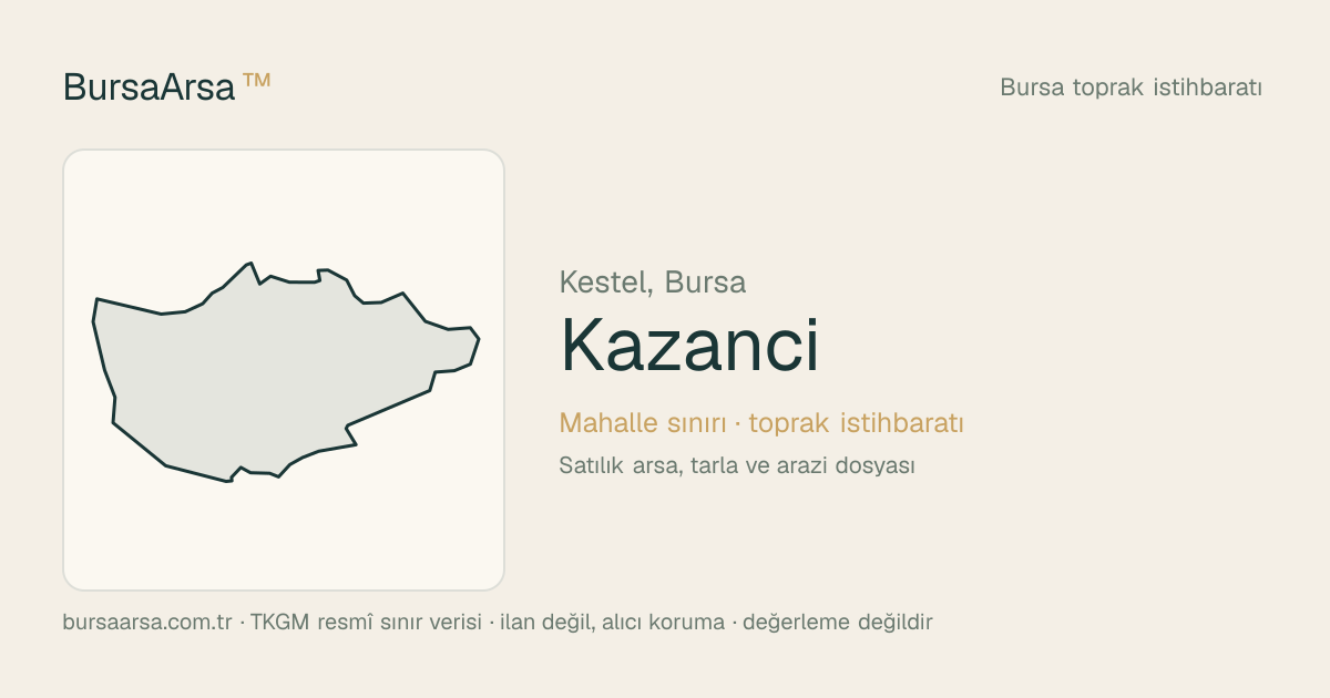 Kazancı (Kestel) mahalle sınırı, TKGM kadastro verisi