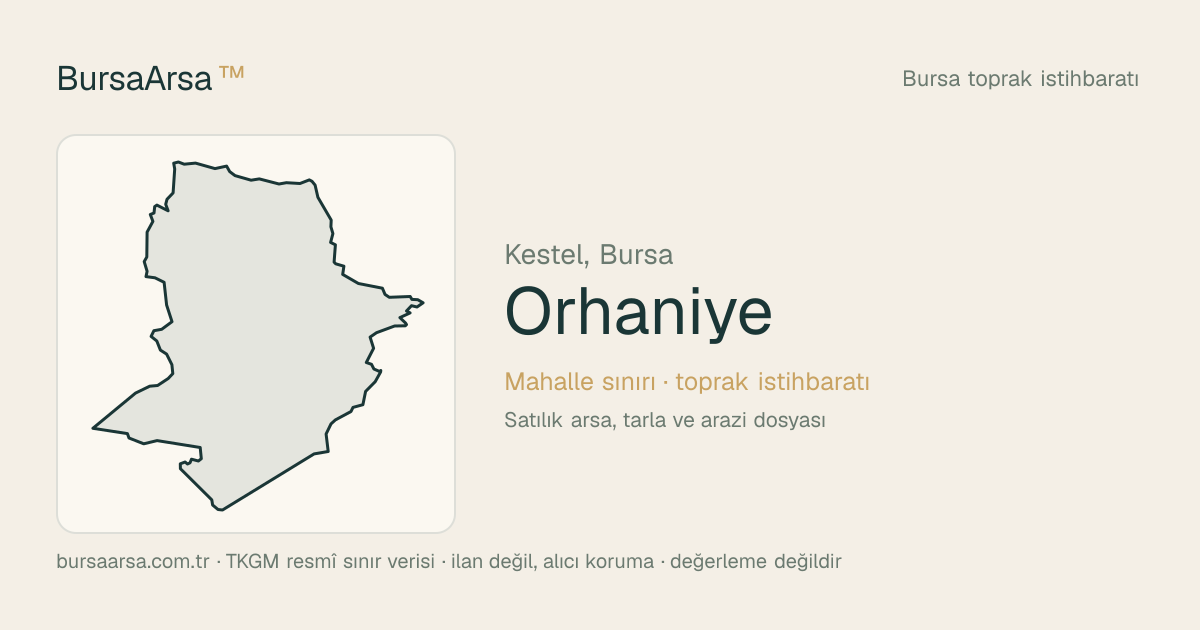 Orhaniye (Kestel) mahalle sınırı, TKGM kadastro verisi