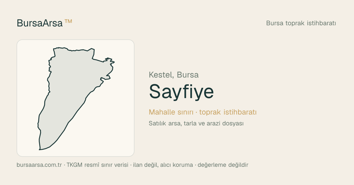 Sayfiye (Kestel) mahalle sınırı, TKGM kadastro verisi