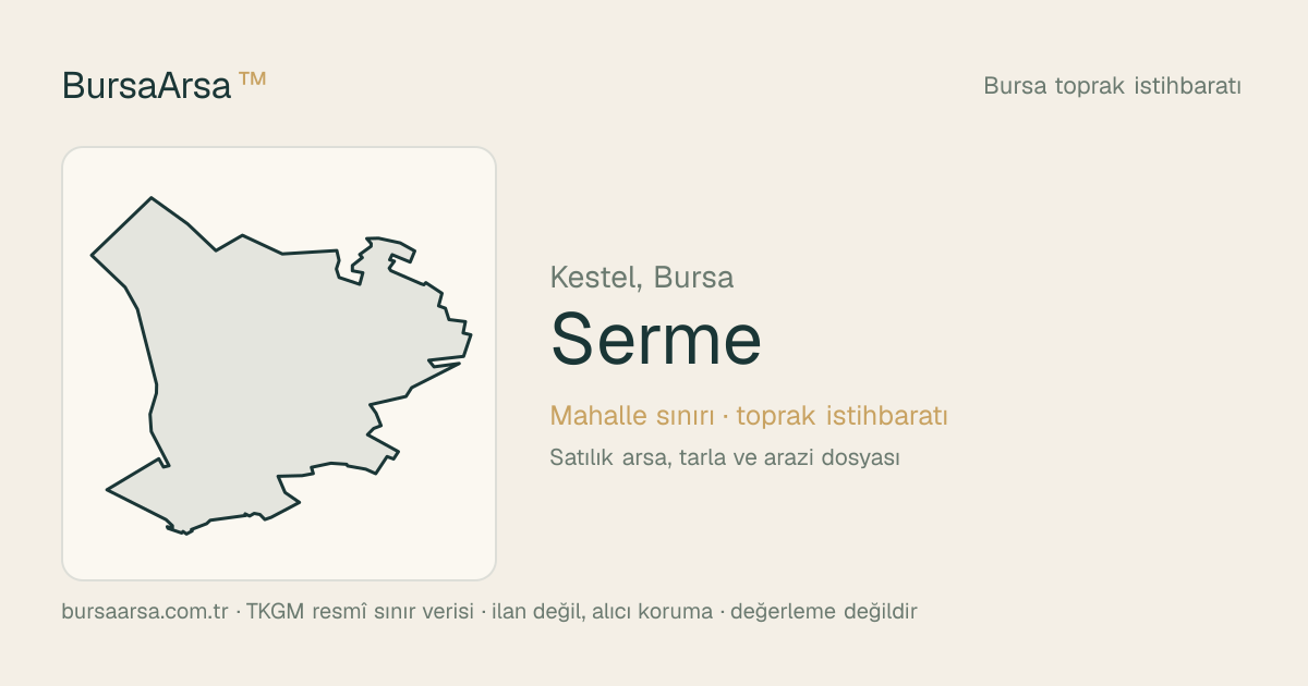 Serme (Kestel) mahalle sınırı, TKGM kadastro verisi