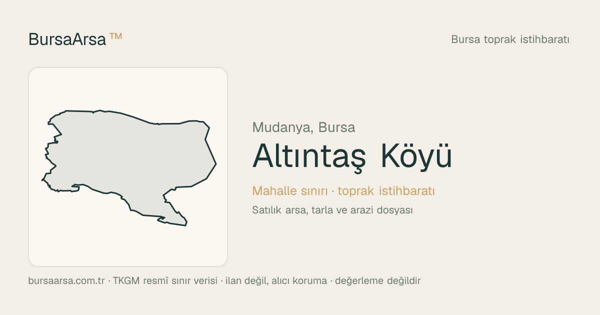 Altıntaş Köyü (Mudanya) mahalle sınırı, TKGM kadastro verisi