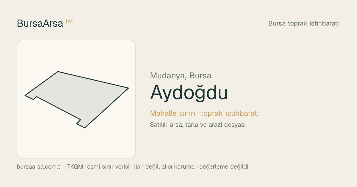 Aydoğdu (Mudanya) mahalle sınırı, TKGM kadastro verisi