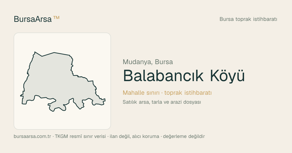 Balabancık Köyü (Mudanya) mahalle sınırı, TKGM kadastro verisi