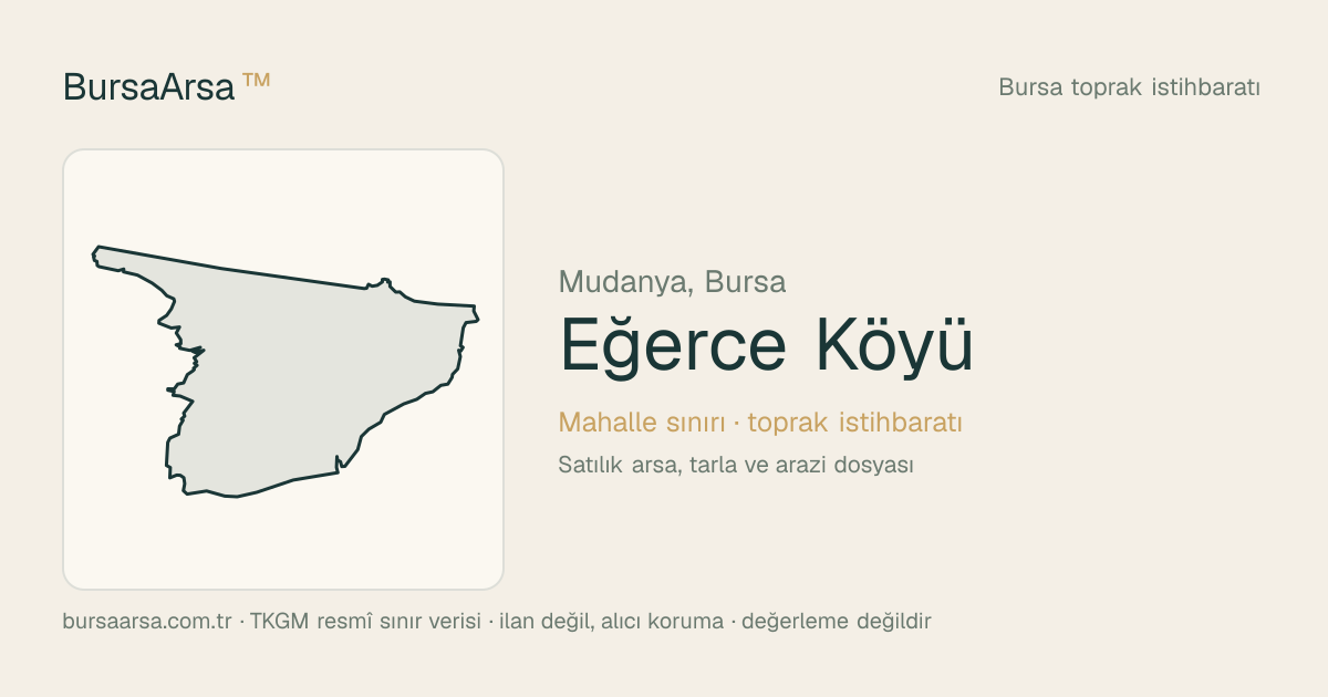 Eğerce Köyü (Mudanya) mahalle sınırı, TKGM kadastro verisi