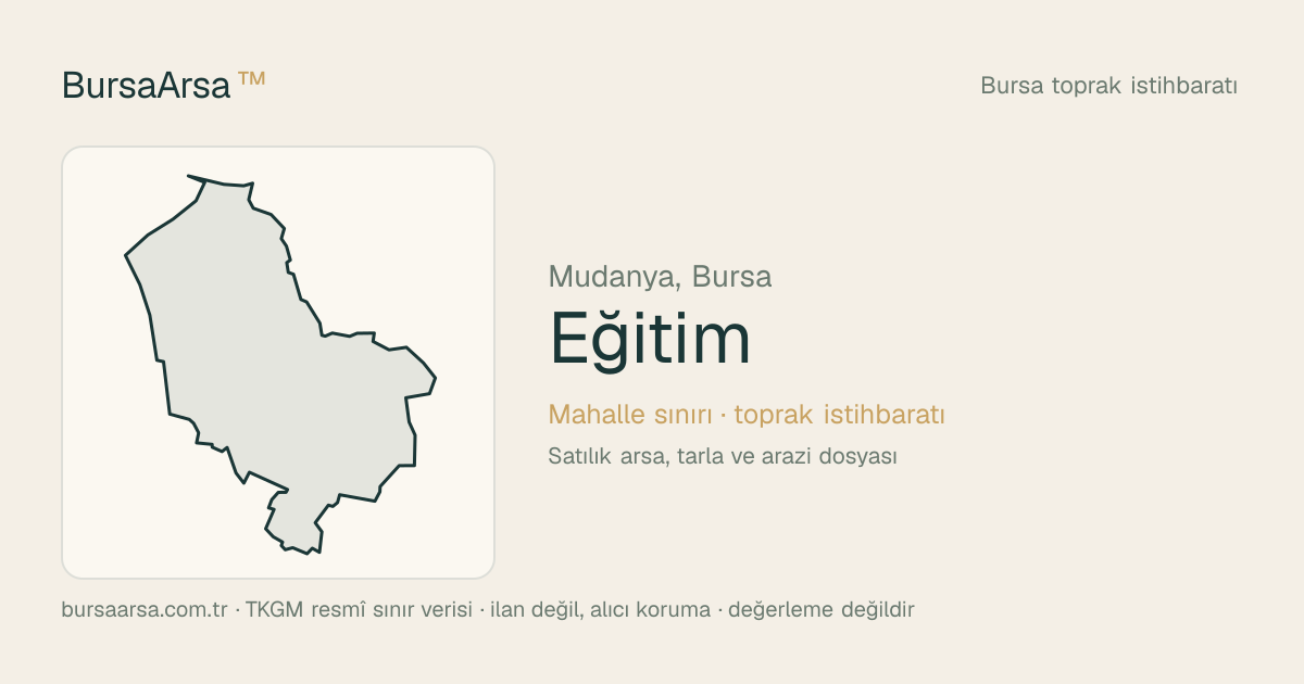 Eğitim (Mudanya) mahalle sınırı, TKGM kadastro verisi