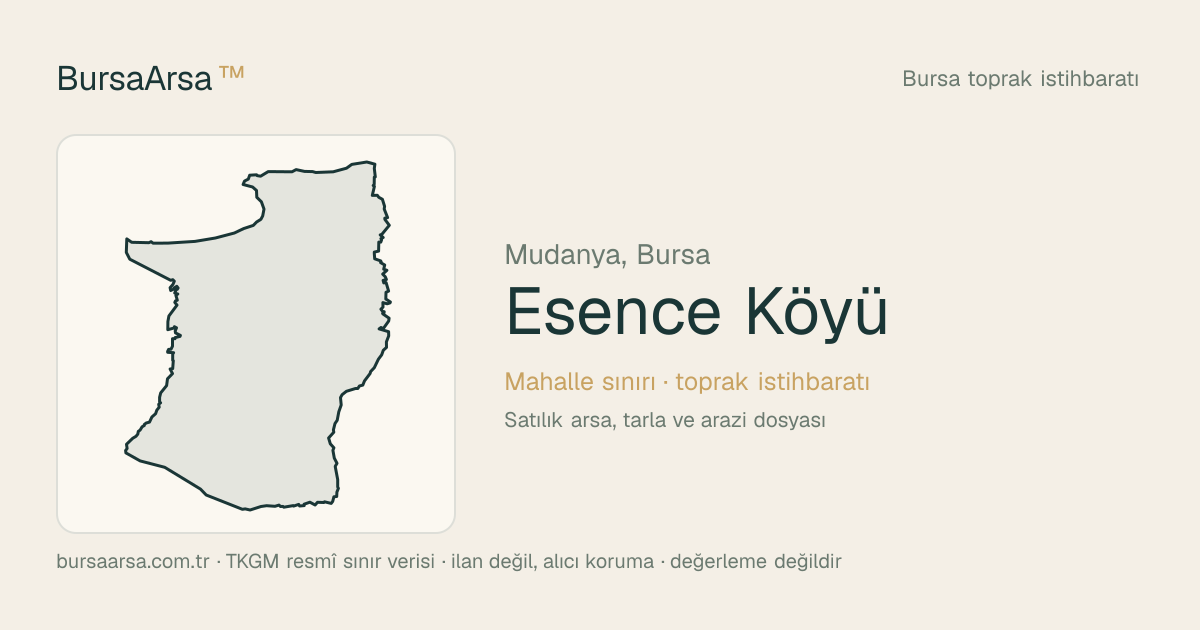 Esence Köyü (Mudanya) mahalle sınırı, TKGM kadastro verisi