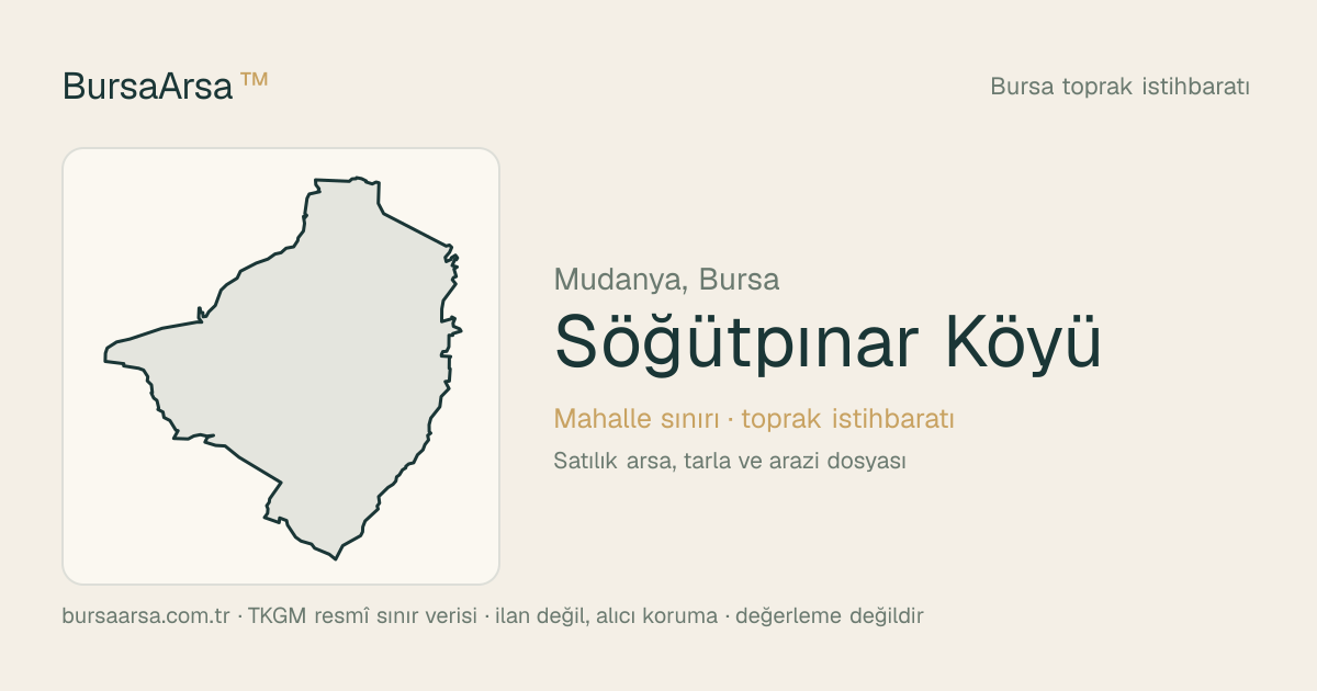 Söğütpınar Köyü (Mudanya) mahalle sınırı, TKGM kadastro verisi