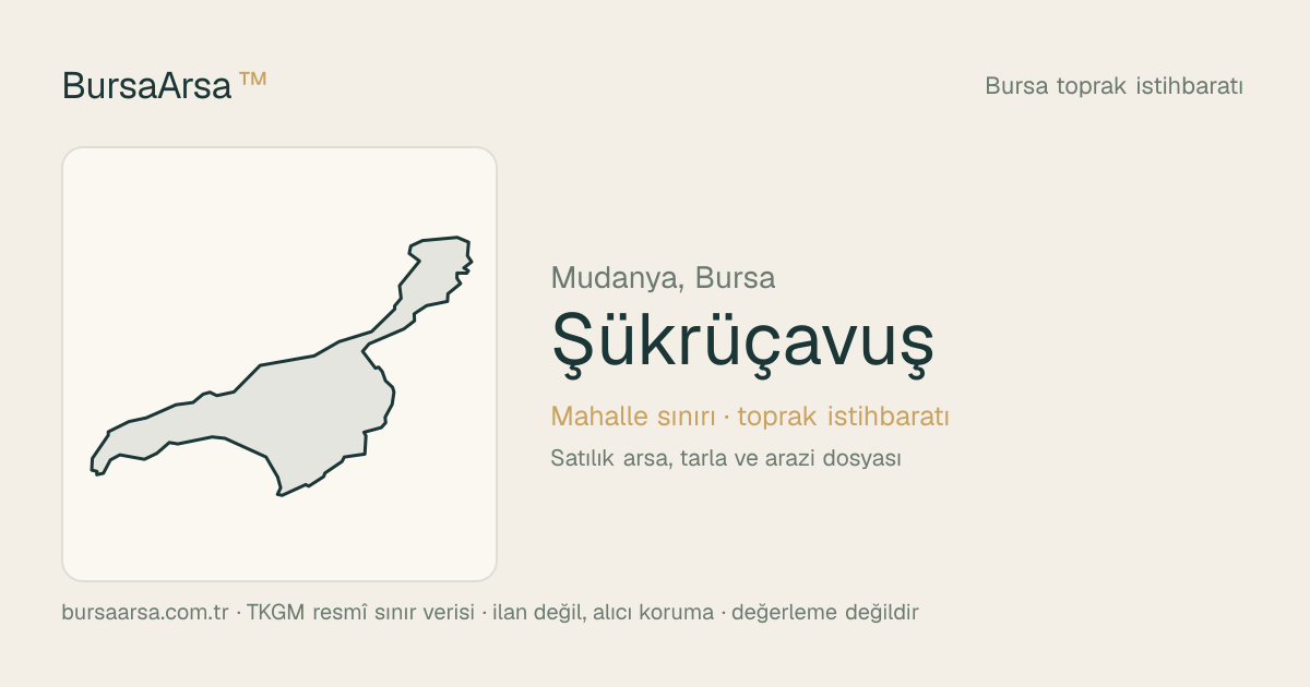 Şükrüçavuş (Mudanya) mahalle sınırı, TKGM kadastro verisi