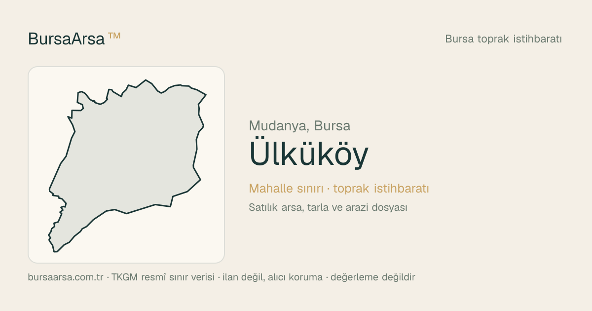 Ülküköy (Mudanya) mahalle sınırı, TKGM kadastro verisi
