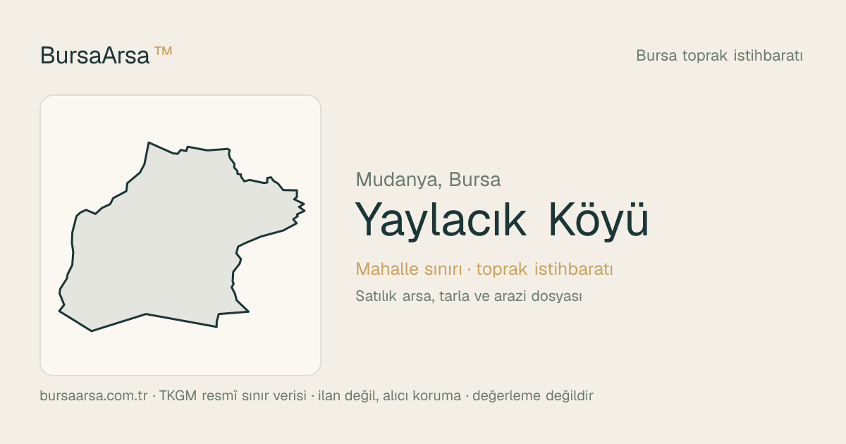 Yaylacık Köyü (Mudanya) mahalle sınırı, TKGM kadastro verisi